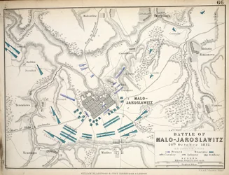 Map of the Battle of Malo-Jaroslawitz, published by William Blackwood and Sons, Edinburgh and London, 1848